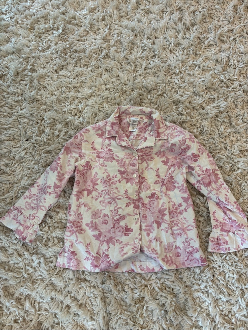 LoveShackFancy Pink Floral Long-Sleeve Pajama Top